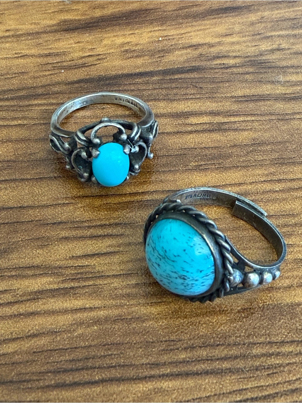 Vintage Turquoise Sterling Silver Rings Set
